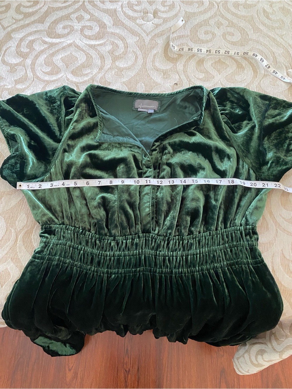 Anthropologie XL Emerald Green Velvet Tiered Maxi Dress Boho Luxe - Picture 8 of 16